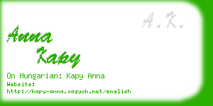 anna kapy business card